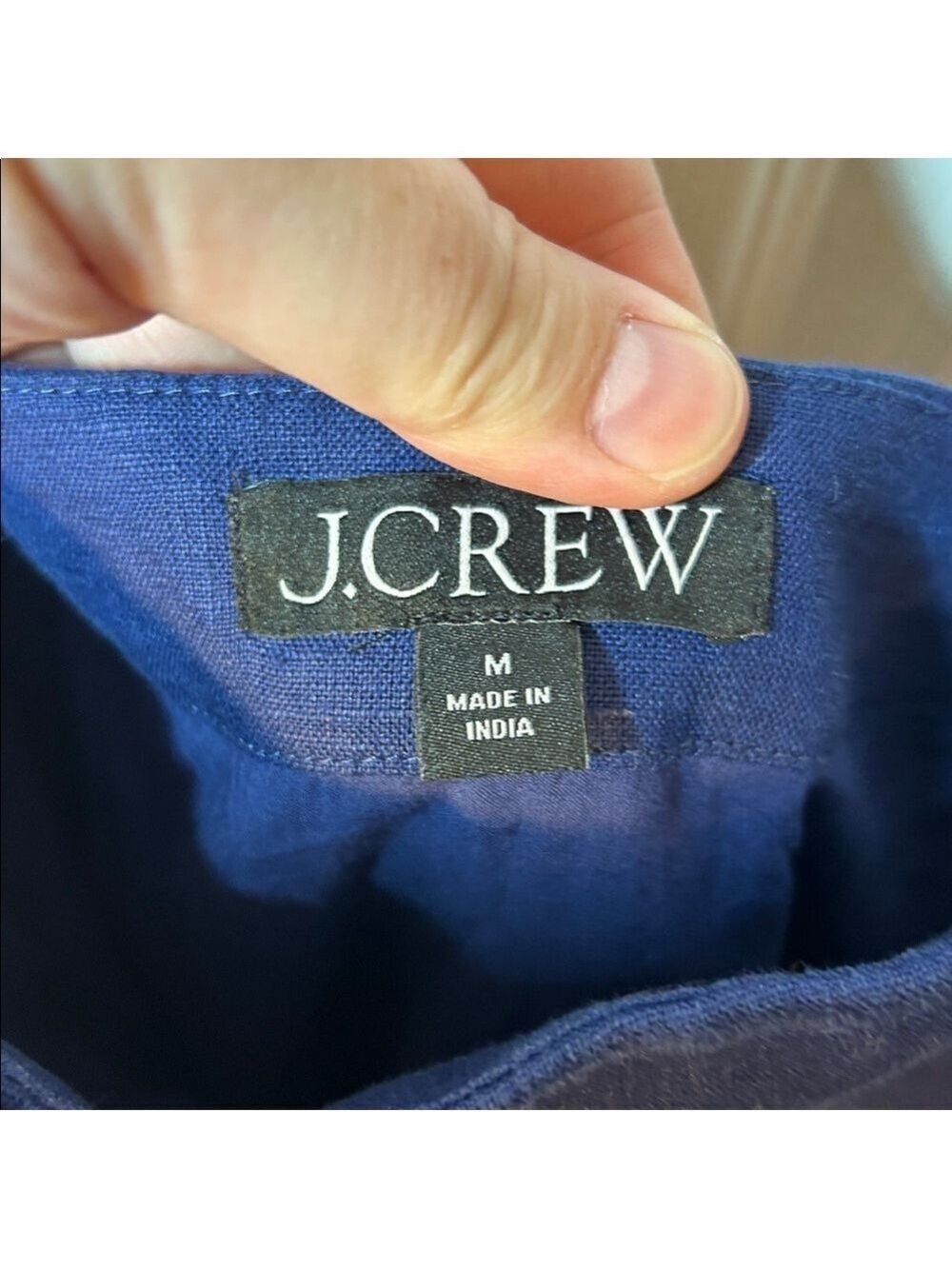 j.Crew Claudia blue linen dress with button accents size medium pockets - Picture 3 of 5